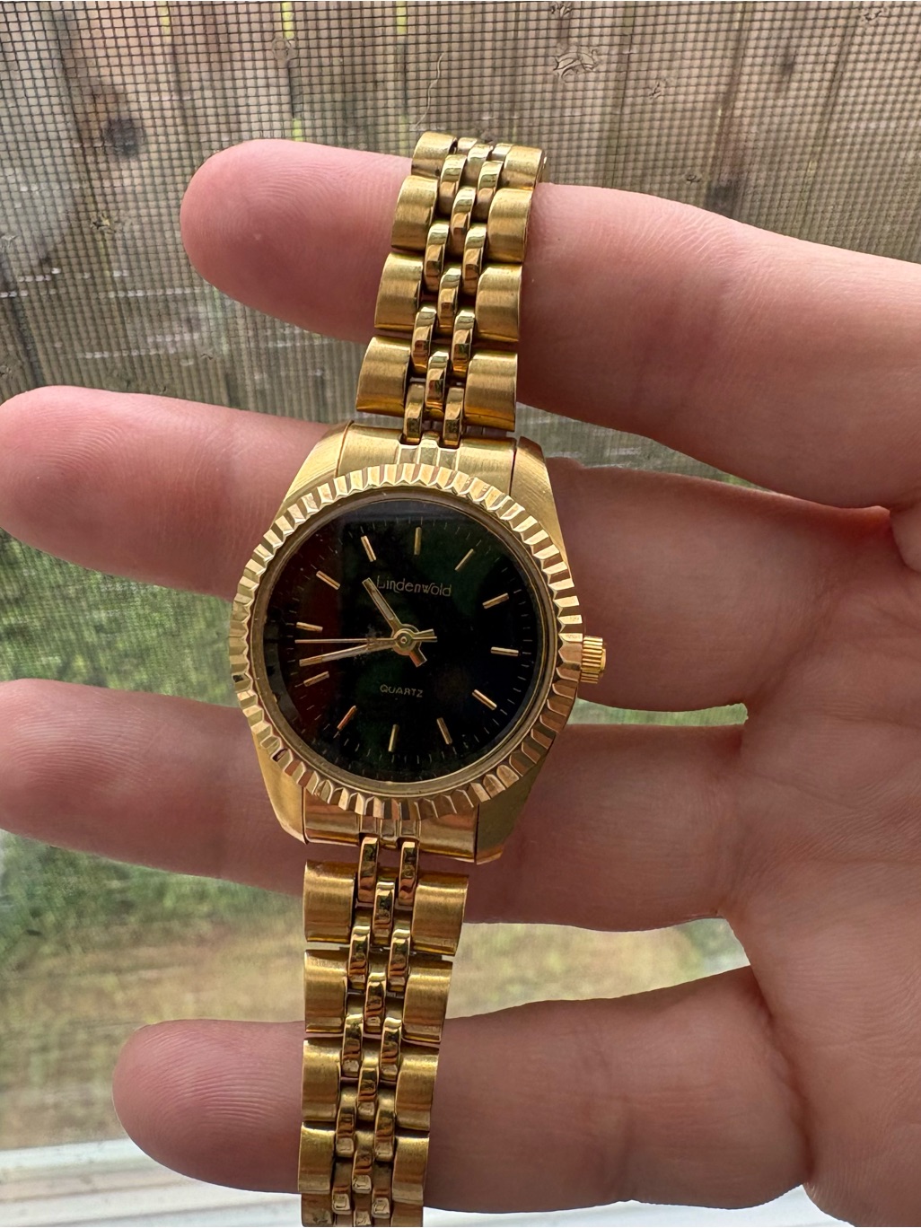 Linden Womens GoldTone Quartz Watch  Green Dial